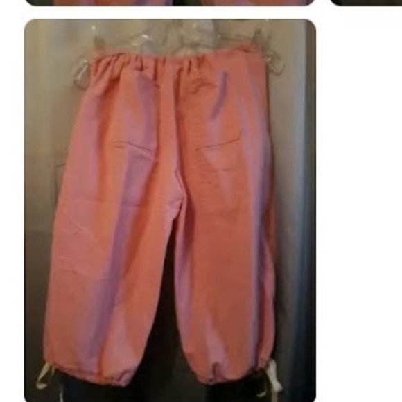 NEW RIP Stop Denim Capris sz 12 Pink patterned Casual pants Drawstring waist - Picture 12 of 14